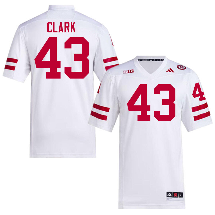 Men #43 Quinn Clark Nebraska Cornhuskers College Football Jerseys Stitched Sale-White